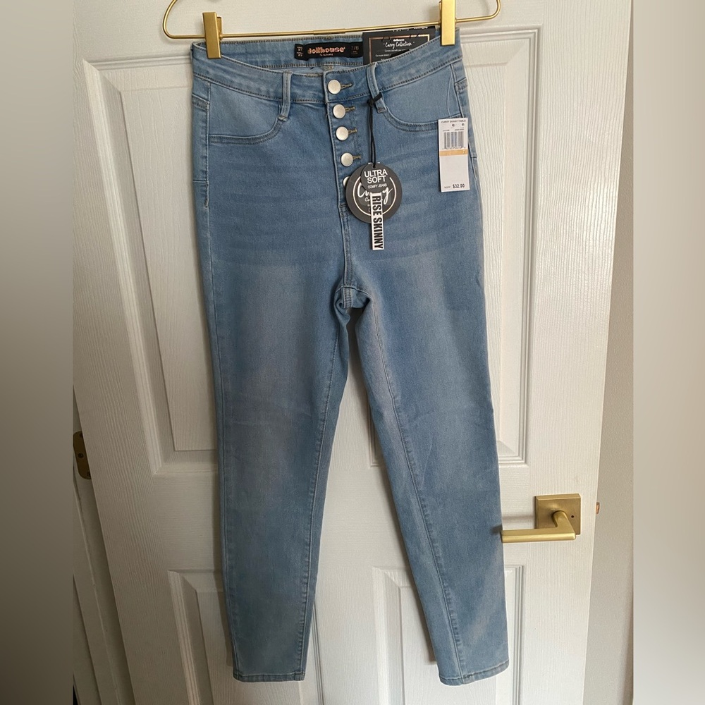 Dollhouse Light Blue Curvy Collection High-rise Button-Fly Jeans NWT - Sz 7